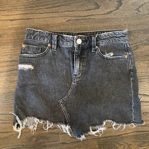 Black denim mini skirt